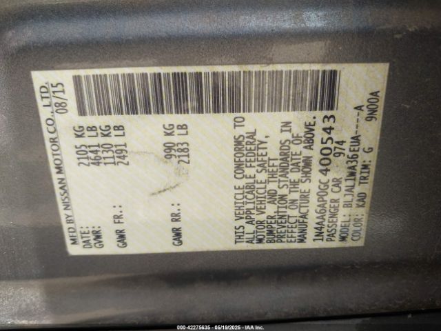 1N4AA6AP0GC400543 Nissan Maxima 3.5 Sr