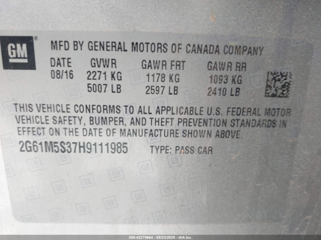 2017 CADILLAC XTS 2G61M5S37H9111985 Photo 8