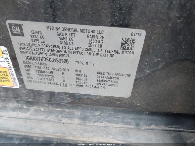 2013 GMC ACADIA 1GKKVTKD6DJ159928 Photo 8