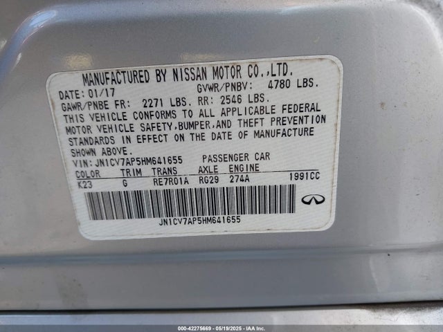 Infiniti Q50 2.0t Base 2017 JN1CV7AP5HM641655 Image 9