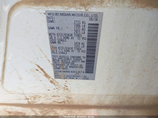 Nissan 2017 2017 5N1DR2MN9HC601874 Image 9