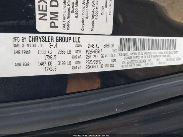 2C4RDGCG2ER321404 Dodge Grand Caravan Sxt