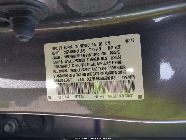 3CZRM3H35GG706148 Honda CR-V LX