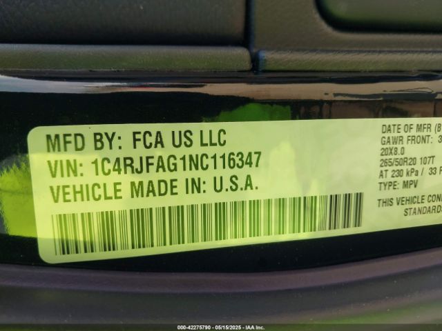 2022 JEEP GRAND CHEROKEE WK 1C4RJFAG1NC116347 Photo 8