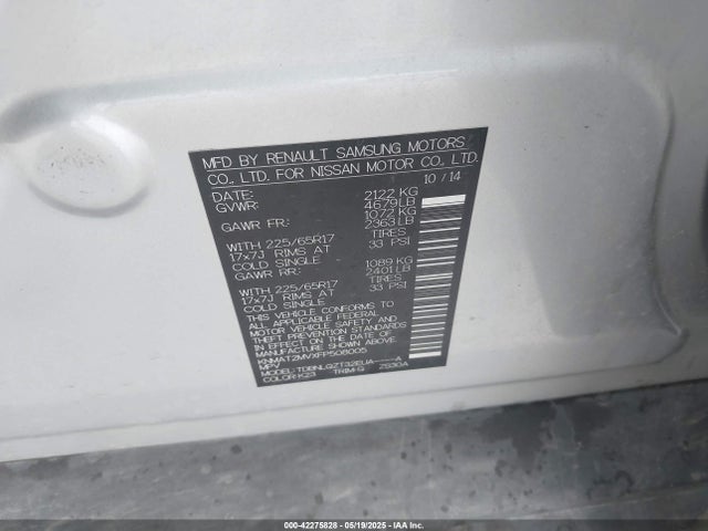 KNMAT2MVXFP508005 Nissan ROGUE SV