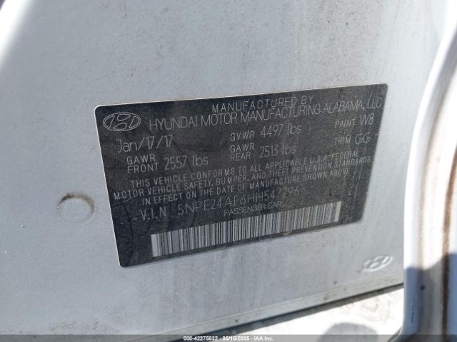 5NPE24AF6HH547296 Hyundai SONATA SE