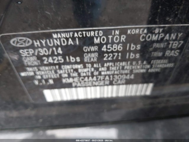 Hyundai dohc mpi theta ii 2015 KMHEC4A47FA130944 Image 9