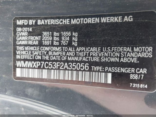 WMWXP7C53F2A35056 Mini Hardtop Cooper S