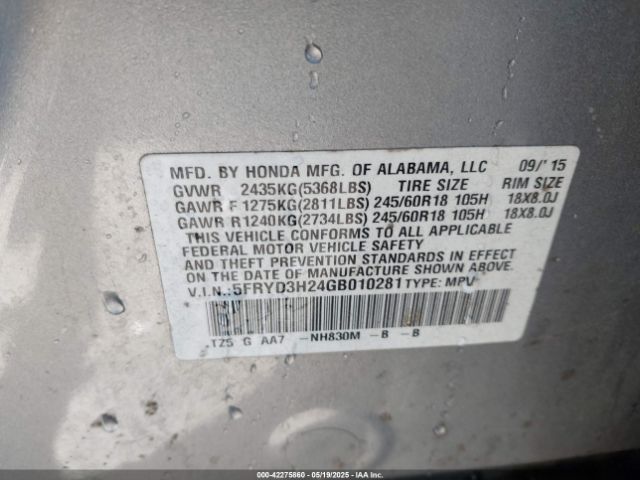 2016 ACURA MDX 5FRYD3H24GB010281 Photo 8