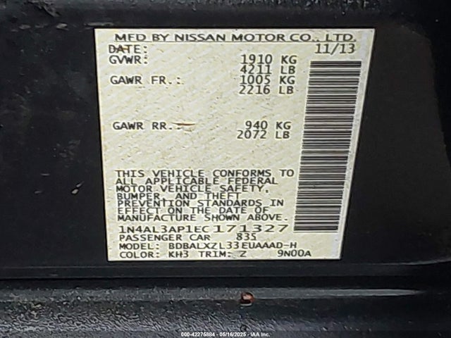 Nissan 2014 2014 1N4AL3AP1EC171327 Image 9