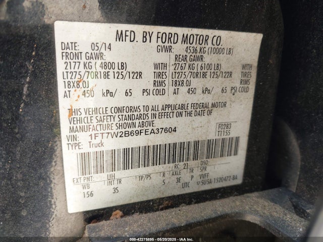 1FT7W2B69FEA37604 Ford 2015