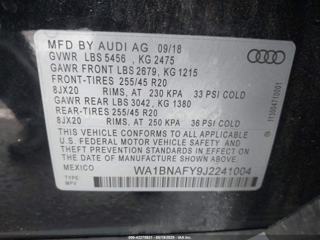 2018 AUDI Q5 WA1BNAFY9J2241004 Photo 8