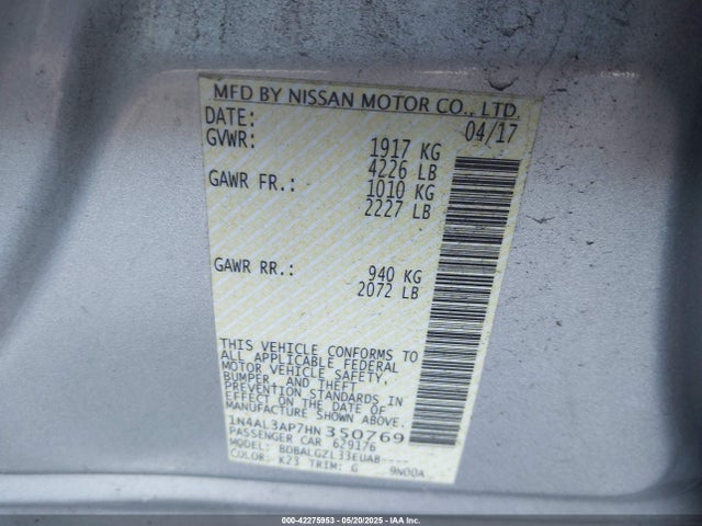 1N4AL3AP7HN350769 Nissan Altima 2.5 S