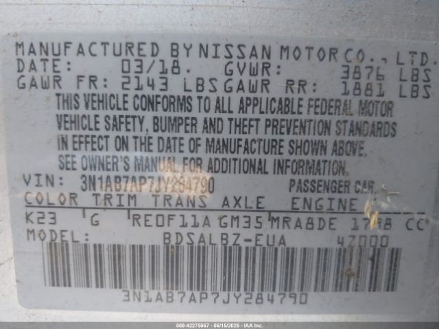 2018 NISSAN SENTRA 3N1AB7AP7JY284790 Photo 8