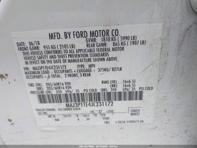 MAJ3P1TE4JC231172 Ford Ecosport Se