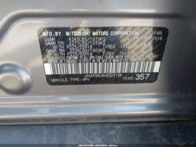 2017 MITSUBISHI OUTLANDER SPORT JA4AR3AU5HZ023188 Photo 8