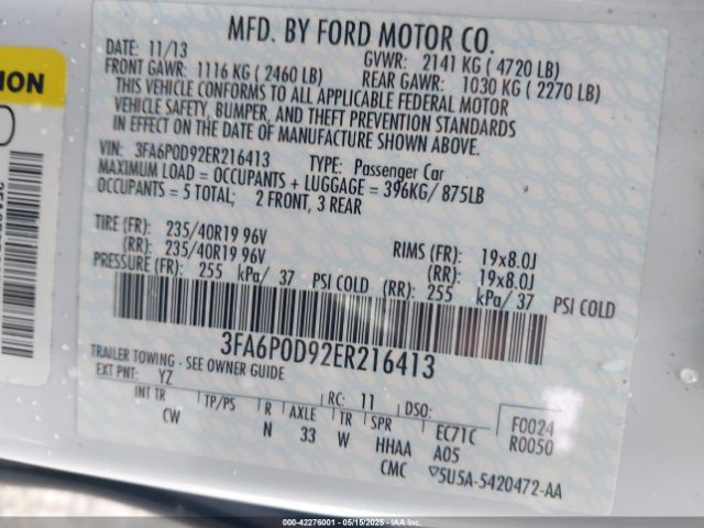 3FA6P0D92ER216413 Ford Fusion Titanium