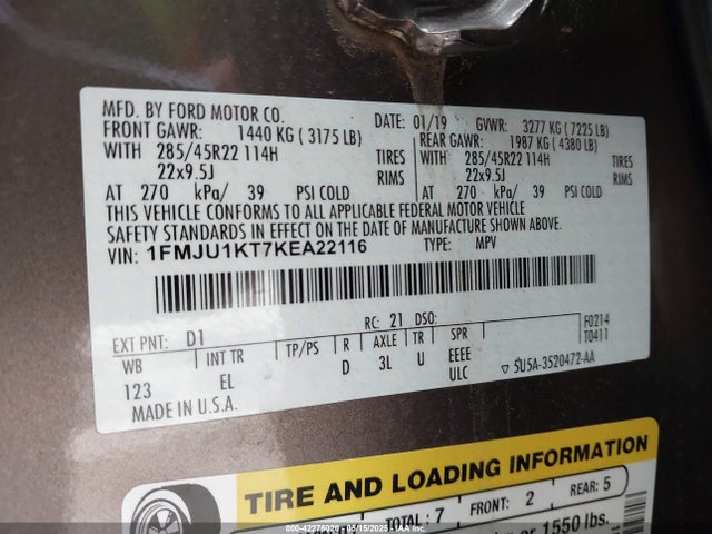 1FMJU1KT7KEA22116 Ford 3.5l gtdi