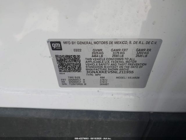 2022 CHEVROLET EQUINOX 3GNAXKEV5NL211955 Photo 8