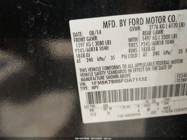 1FM5K7B88FGA71132 Ford Explorer