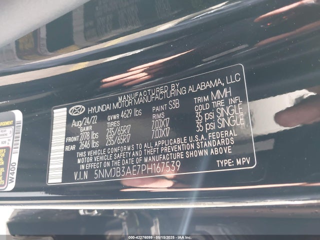 5NMJB3AE7PH167539 Hyundai gdi theta iii