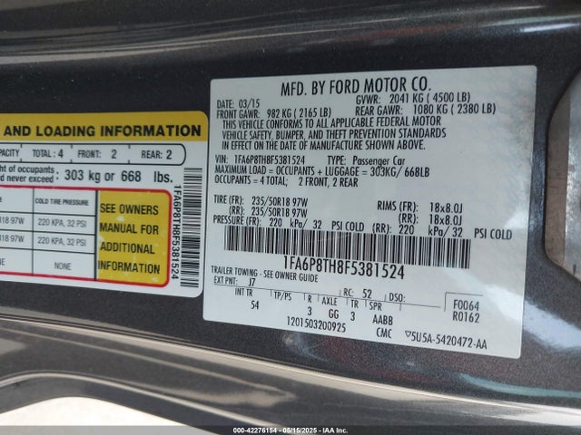 Ford 2015 2015 1FA6P8TH8F5381524 Image 9