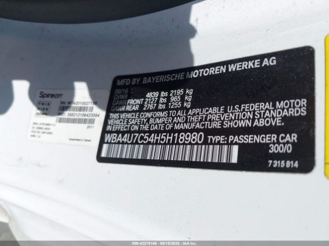 WBA4U7C54H5H18980 BMW 2017