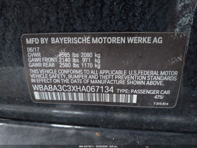 WBA8A3C3XHA067134 BMW 320i Xdrive