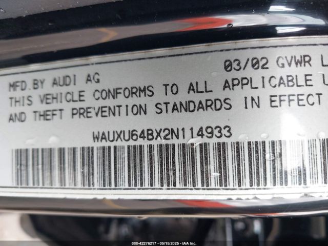 2002 AUDI S6 WAUXU64BX2N114933 Photo 8