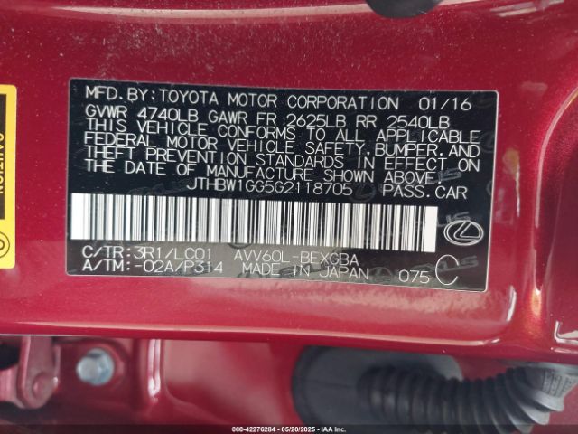 2016 LEXUS ES 300H JTHBW1GG5G2118705 Photo 8