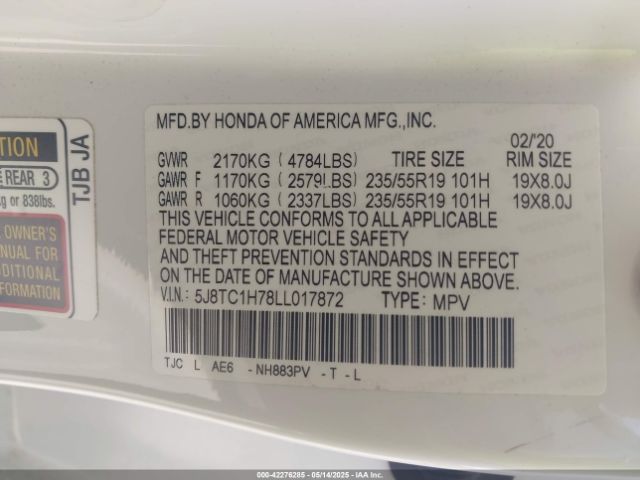 5J8TC1H78LL017872 Acura k20c4