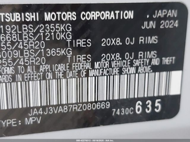 2024 MITSUBISHI OUTLANDER JA4J3VA87RZ080669 Photo 8