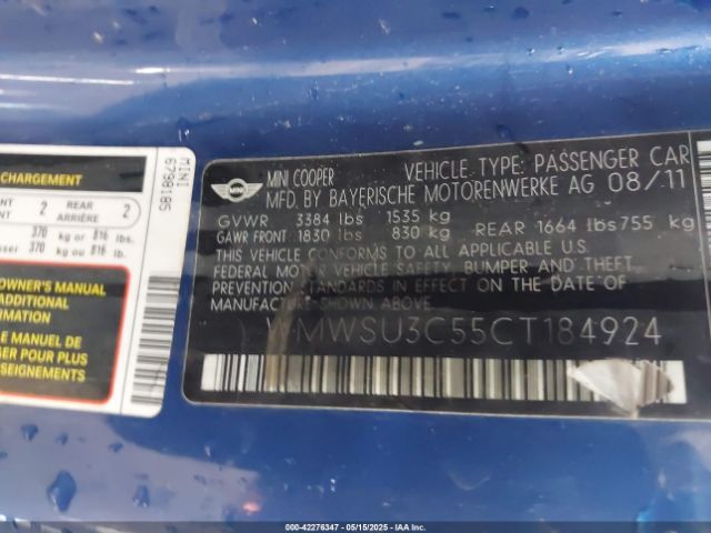 2012 MINI COOPER WMWSU3C55CT184924 Photo 8