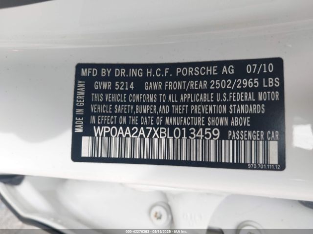 2011 PORSCHE PANAMERA WP0AA2A7XBL013459 Photo 8