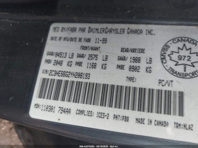 2000 CHRYSLER 300M 2C3HE66G2YH208193 Photo 8