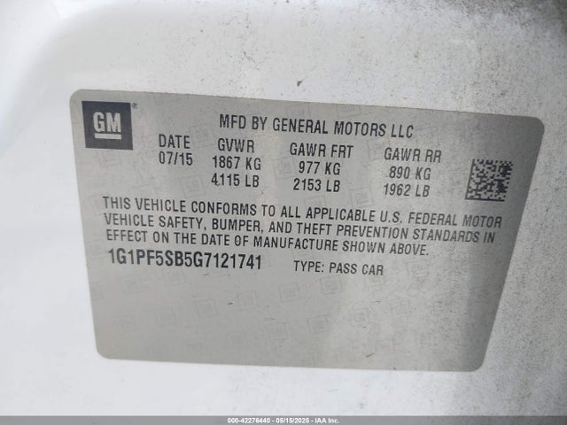 1G1PF5SB5G7121741 Chevrolet Cruze Limited 2lt Auto