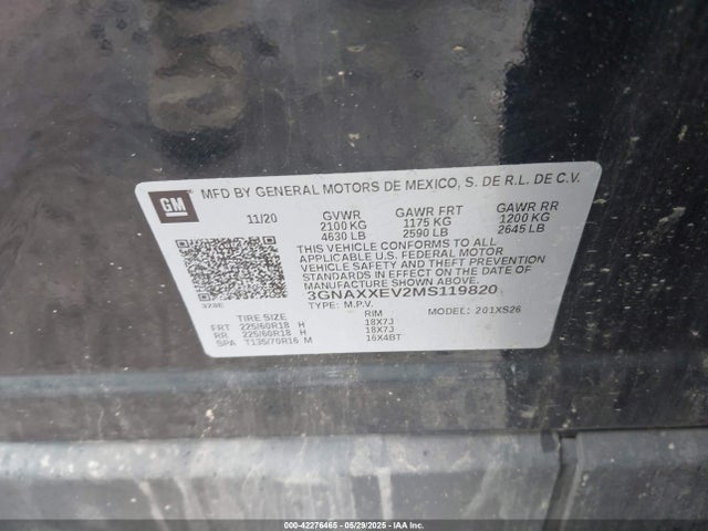 Chevrolet Equinox Awd Premier 2021 3GNAXXEV2MS119820 Image 9