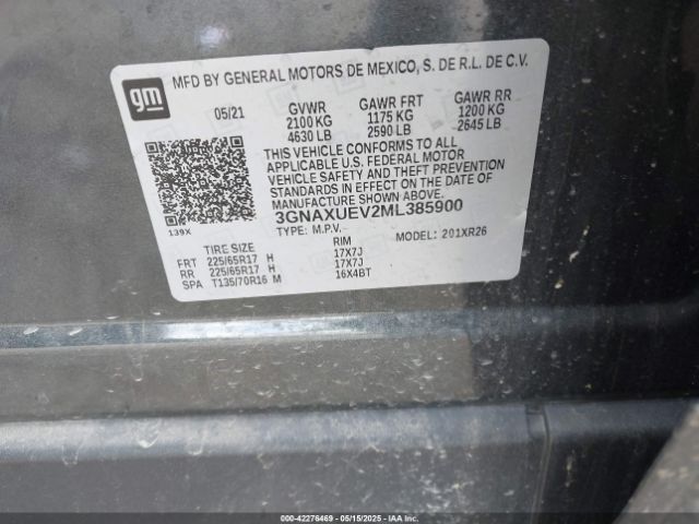 2021 CHEVROLET EQUINOX 3GNAXUEV2ML385900 Photo 8