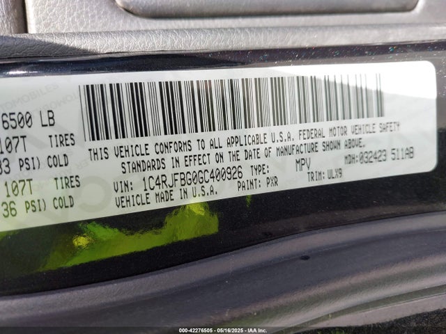 1C4RJFBG0GC400926 Jeep Grand Cherokee
