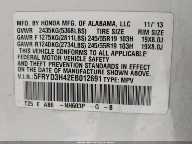 5FRYD3H42EB012691 Acura Mdx Technology Package