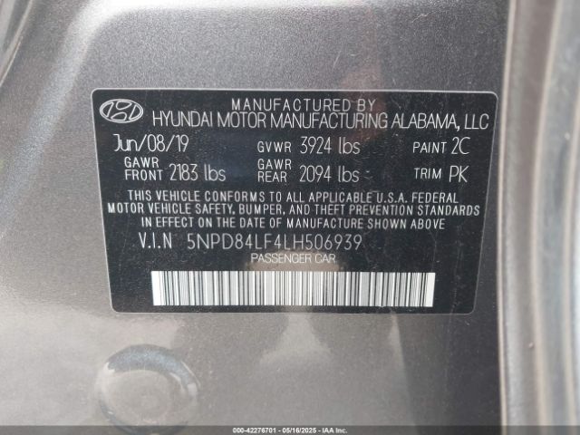 5NPD84LF4LH506939 Hyundai ELANTRA SEL