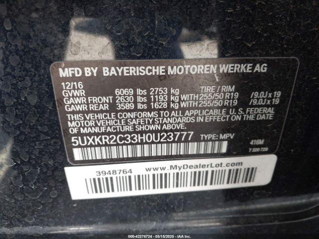 5UXKR2C33H0U23777 BMW X5 Sdrive35i