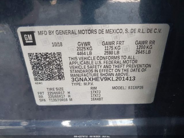 3GNAXHEV9KL201413 Chevrolet EQUINOX LS