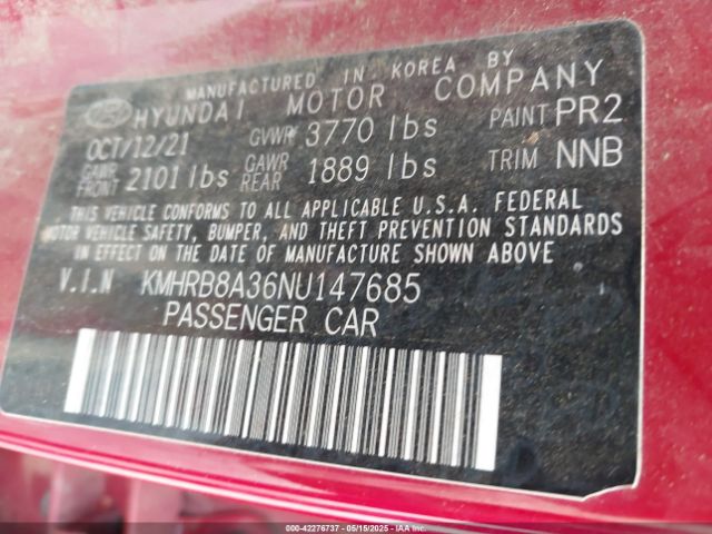 2022 HYUNDAI VENUE KMHRB8A36NU147685 Photo 8