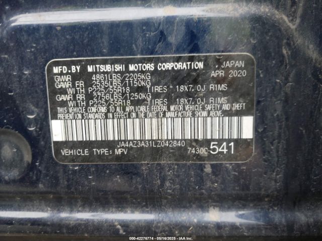 JA4AZ3A31LZ042840 Mitsubishi Outlander Es 2.4 S-awc/le 2.4 S-awc/se 2.4 S-awc/sel 2.4 S-awc/sp 2.4 S-awc
