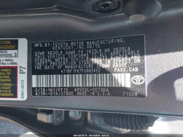 2015 TOYOTA CAMRY 4T1BF1FK7FU982452 Photo 8
