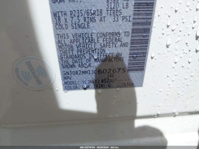 5N1DR2MM1JC602675 Nissan Pathfinder Sv