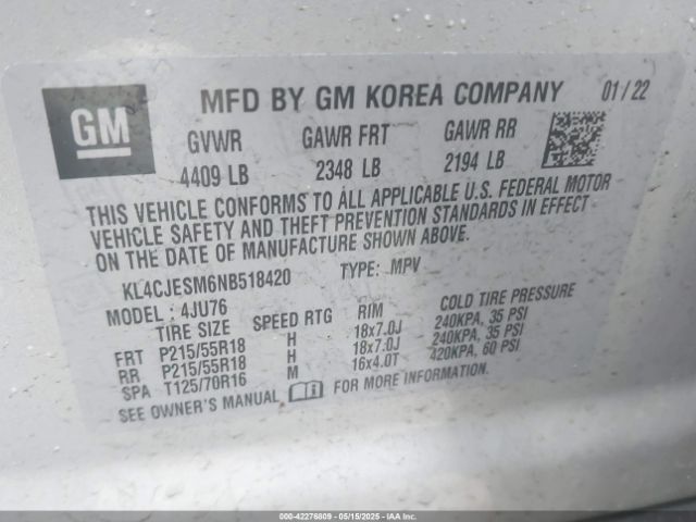 2022 BUICK ENCORE KL4CJESM6NB518420 Photo 8