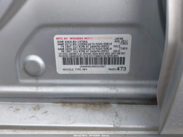 2011 MITSUBISHI OUTLANDER SPORT JA4AR4AUXBZ023927 Photo 8