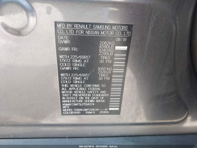 KNMAT2MT5LP514174 Nissan Rogue Sv Fwd